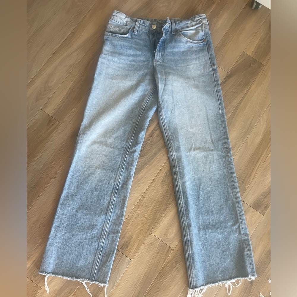 Zara Low Rise Wide Leg Blue Jeans